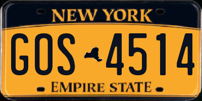 NY license plate GOS4514