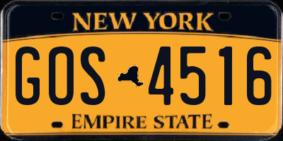 NY license plate GOS4516