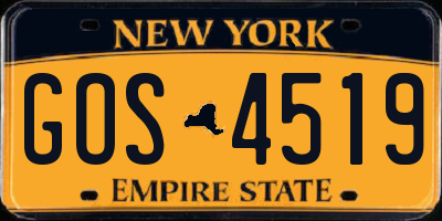 NY license plate GOS4519