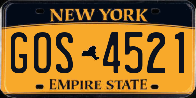 NY license plate GOS4521