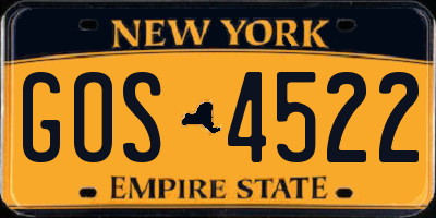 NY license plate GOS4522