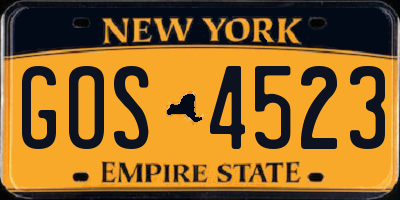 NY license plate GOS4523