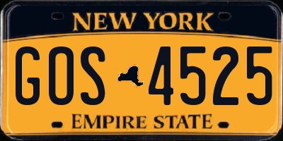NY license plate GOS4525
