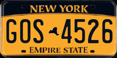NY license plate GOS4526