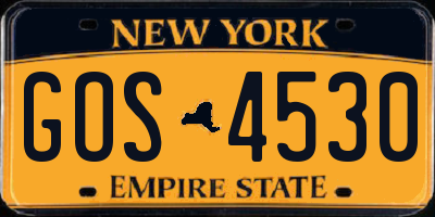 NY license plate GOS4530