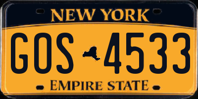 NY license plate GOS4533