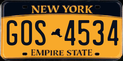 NY license plate GOS4534
