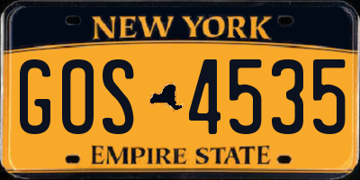 NY license plate GOS4535