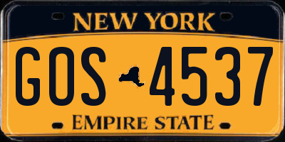 NY license plate GOS4537
