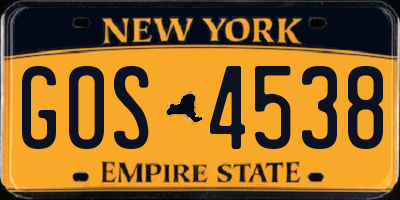 NY license plate GOS4538