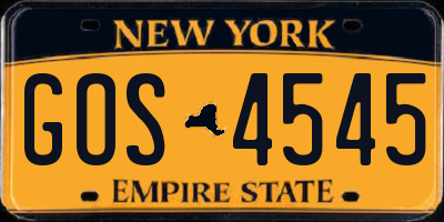 NY license plate GOS4545