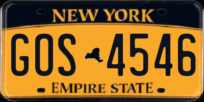 NY license plate GOS4546