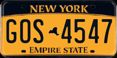 NY license plate GOS4547