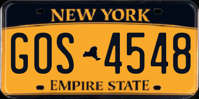 NY license plate GOS4548