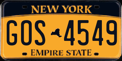 NY license plate GOS4549