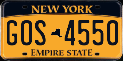 NY license plate GOS4550