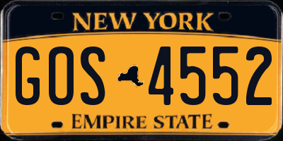 NY license plate GOS4552