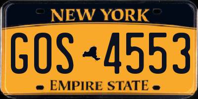 NY license plate GOS4553