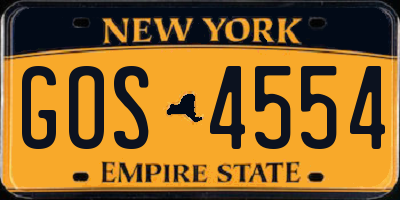 NY license plate GOS4554