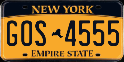 NY license plate GOS4555