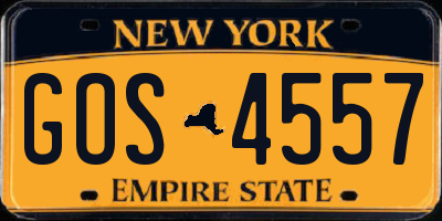 NY license plate GOS4557