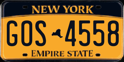 NY license plate GOS4558