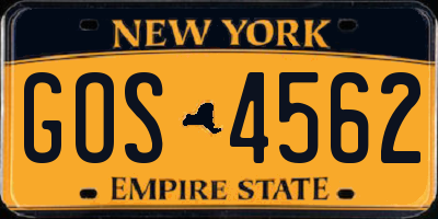 NY license plate GOS4562