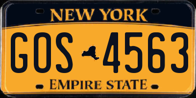 NY license plate GOS4563