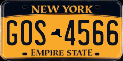 NY license plate GOS4566