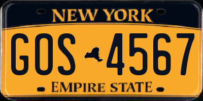 NY license plate GOS4567