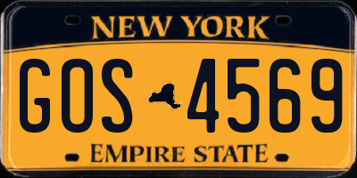 NY license plate GOS4569