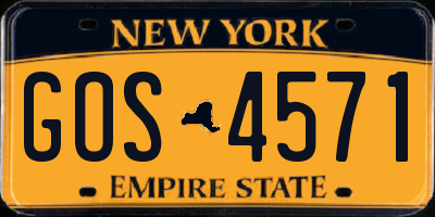 NY license plate GOS4571