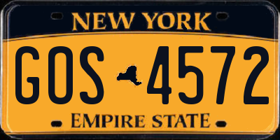NY license plate GOS4572