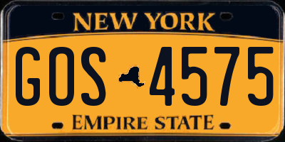 NY license plate GOS4575
