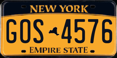 NY license plate GOS4576