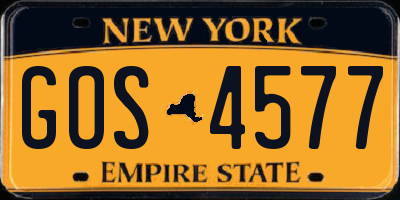 NY license plate GOS4577