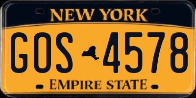 NY license plate GOS4578