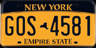 NY license plate GOS4581