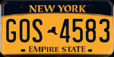 NY license plate GOS4583