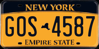 NY license plate GOS4587