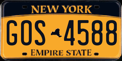 NY license plate GOS4588