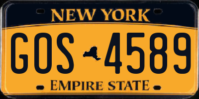 NY license plate GOS4589