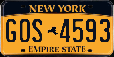 NY license plate GOS4593