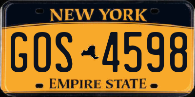 NY license plate GOS4598