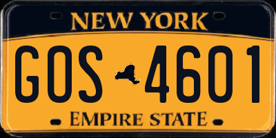 NY license plate GOS4601