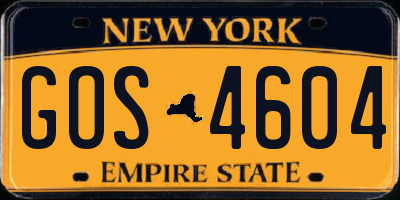 NY license plate GOS4604