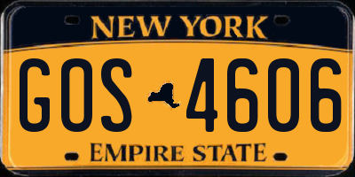 NY license plate GOS4606