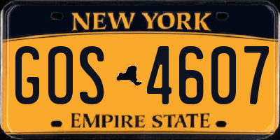 NY license plate GOS4607