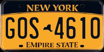 NY license plate GOS4610