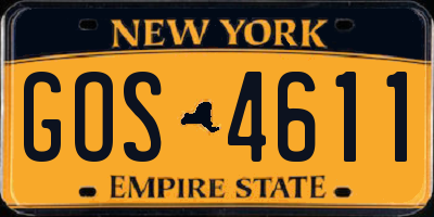 NY license plate GOS4611